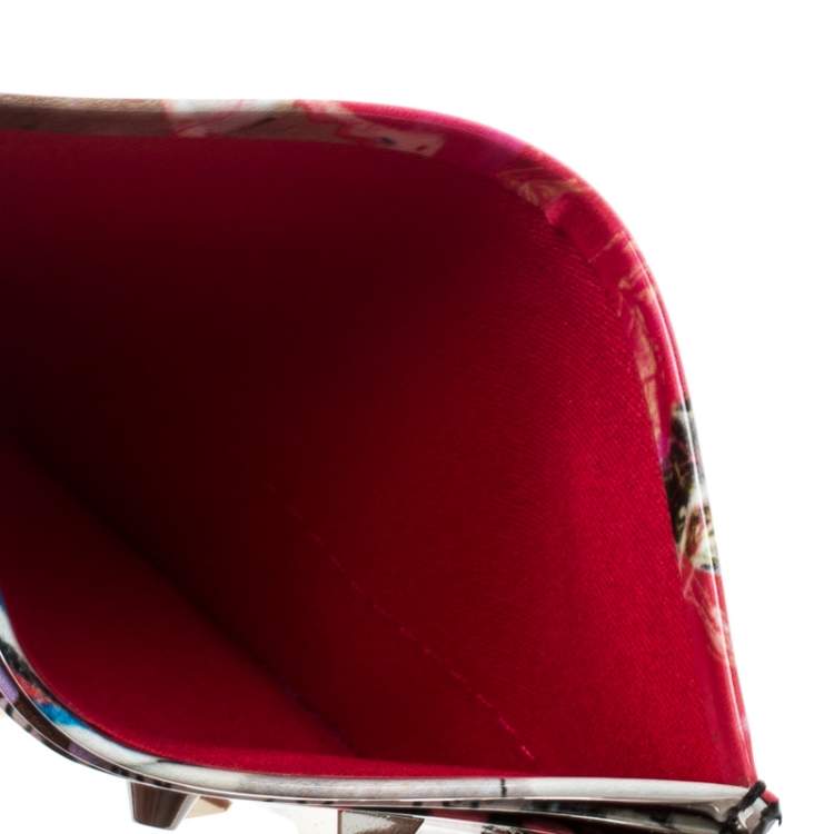 Pre Owned Christian Louboutin Multicolor Trash Print Patent Leather Kios Spiked Card Holder