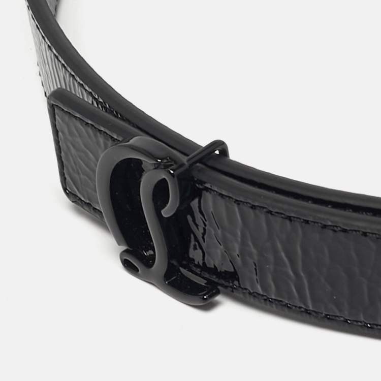 Pre Owned Christian Louboutin CL Logo 90CM Belt Black Patent Leather