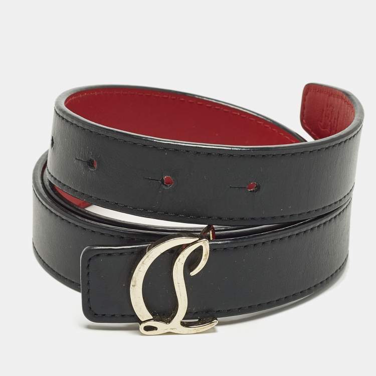 Pre Owned Christian Louboutin CL Logo 85 CM Buckle Black Leather