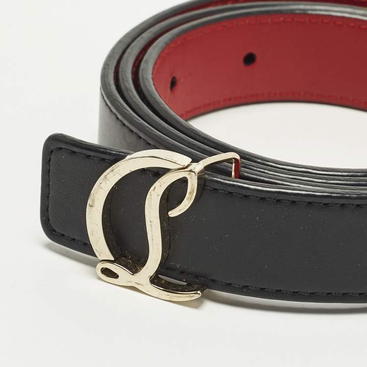 Pre Owned Christian Louboutin CL Logo 85 CM Buckle Black Leather