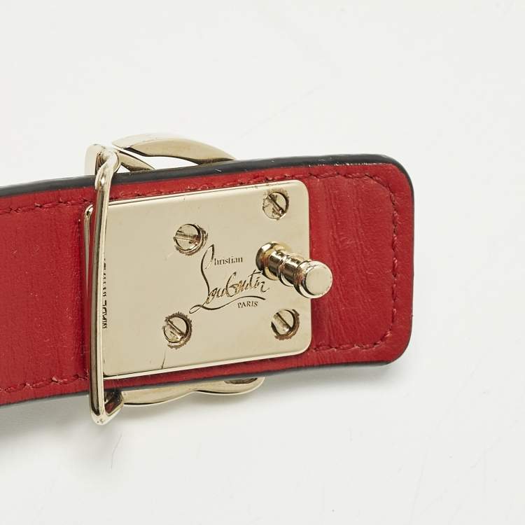 Pre Owned Christian Louboutin CL Logo 85 CM Buckle Black Leather