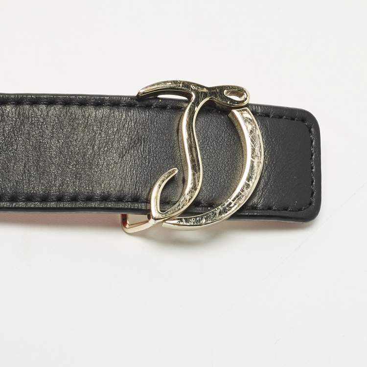 Pre Owned Christian Louboutin CL Logo 85 CM Buckle Black Leather