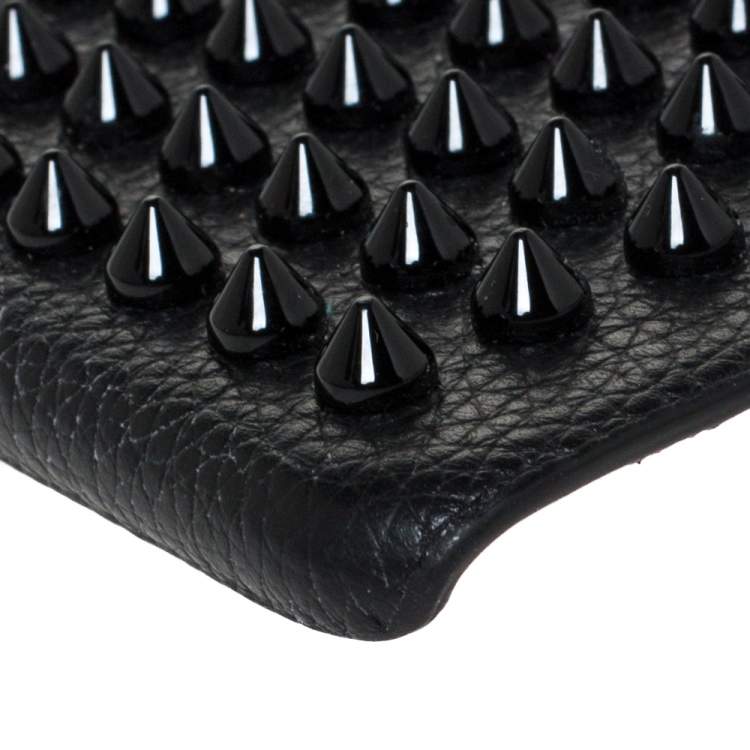 Pre Owned Christian Louboutin Black Leather Spiked iPhone 8 Case