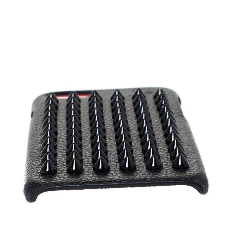 Pre Owned Christian Louboutin Black Leather Spiked iPhone 8 Case