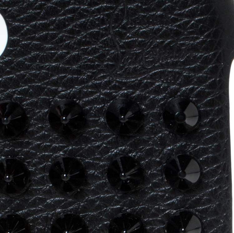 Pre Owned Christian Louboutin Black Leather Spiked iPhone 8 Case