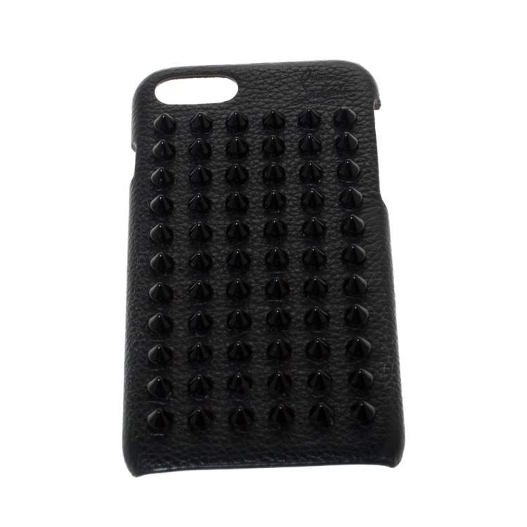 Pre Owned Christian Louboutin Black Leather Spiked iPhone 8 Case