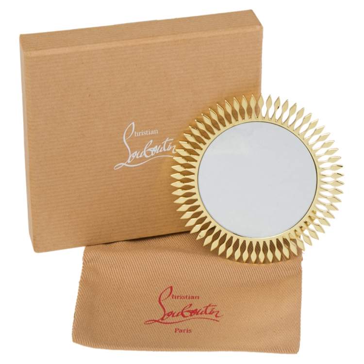 Pre Owned Christian Louboutin Gold Tone Sun Pocket Mirror