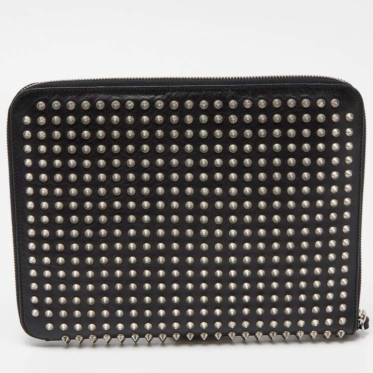 Pre Owned Christian Louboutin Black Leather Studded iPad Case