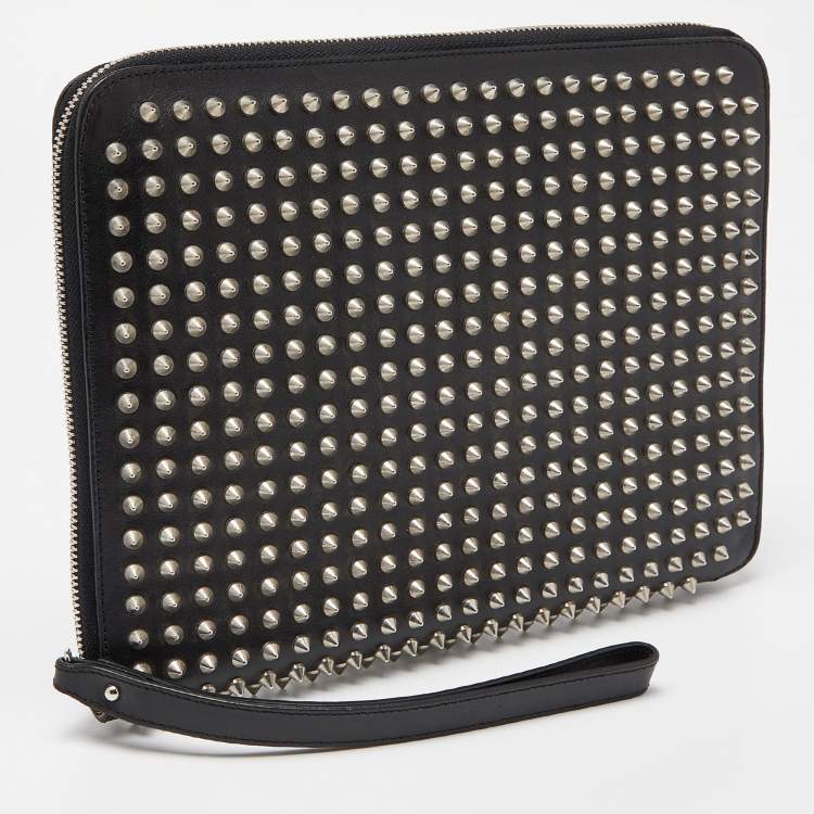 Pre Owned Christian Louboutin Black Leather Studded iPad Case