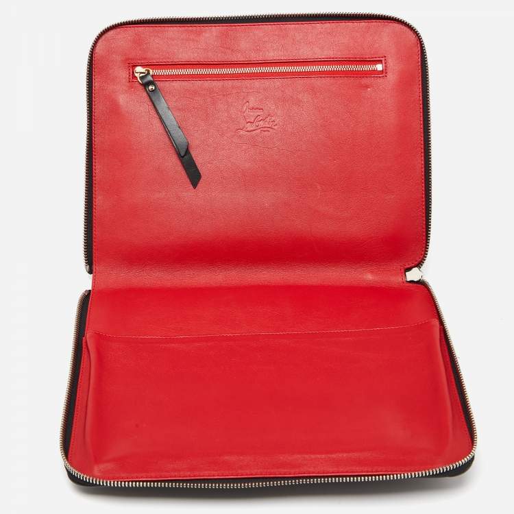 Pre Owned Christian Louboutin Black Leather Studded iPad Case