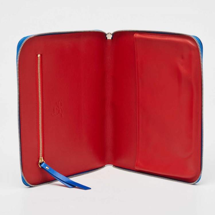 Pre Owned Christian Louboutin Blue Leather Studded iPad Case