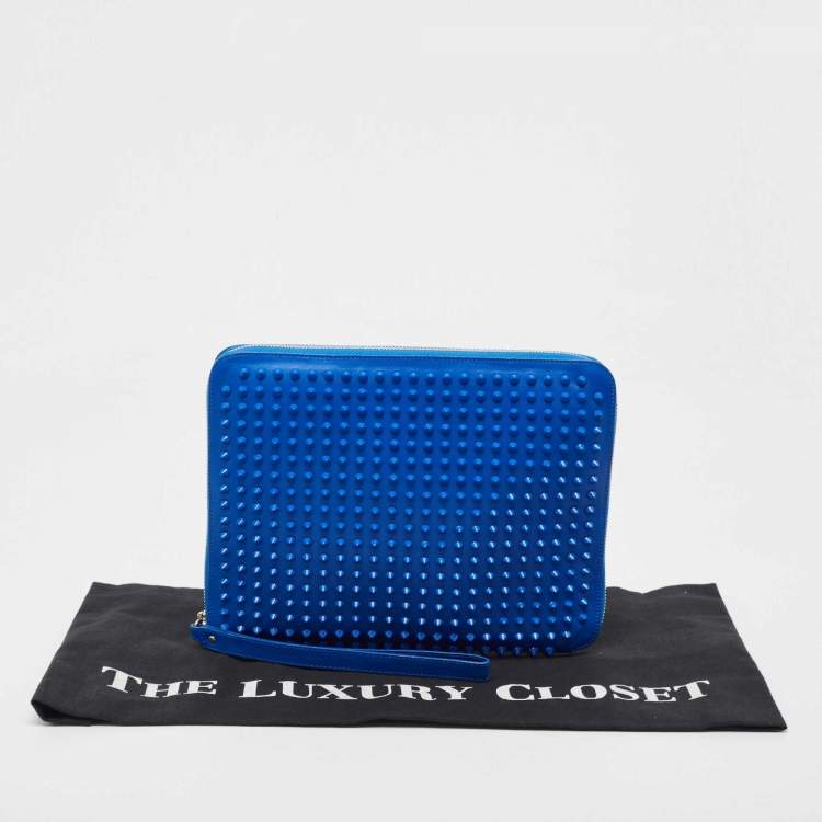 Pre Owned Christian Louboutin Blue Leather Studded iPad Case