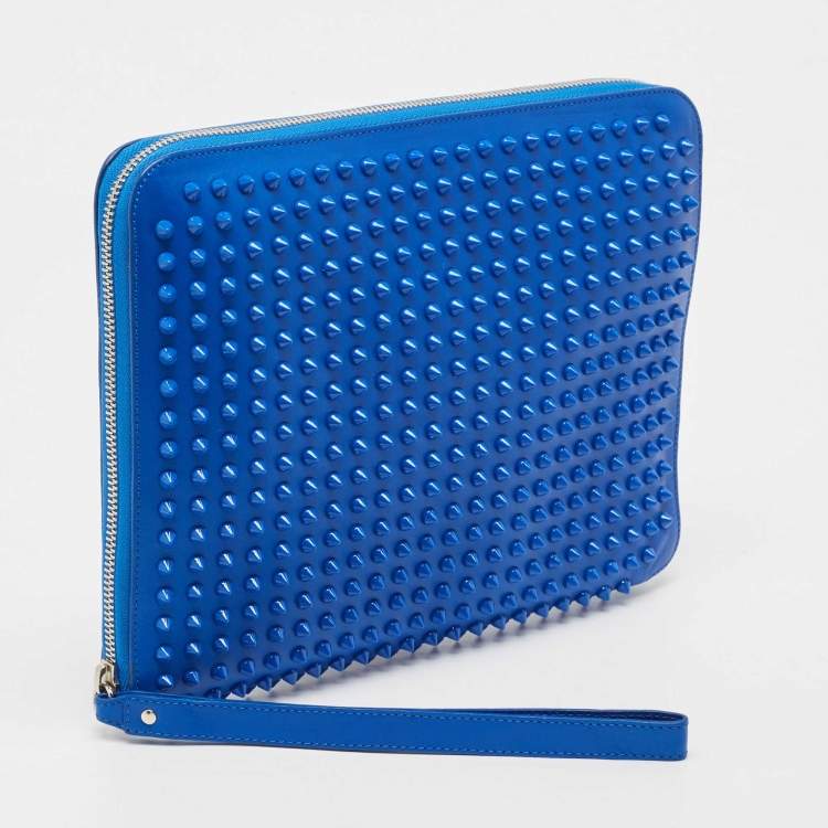 Pre Owned Christian Louboutin Blue Leather Studded iPad Case