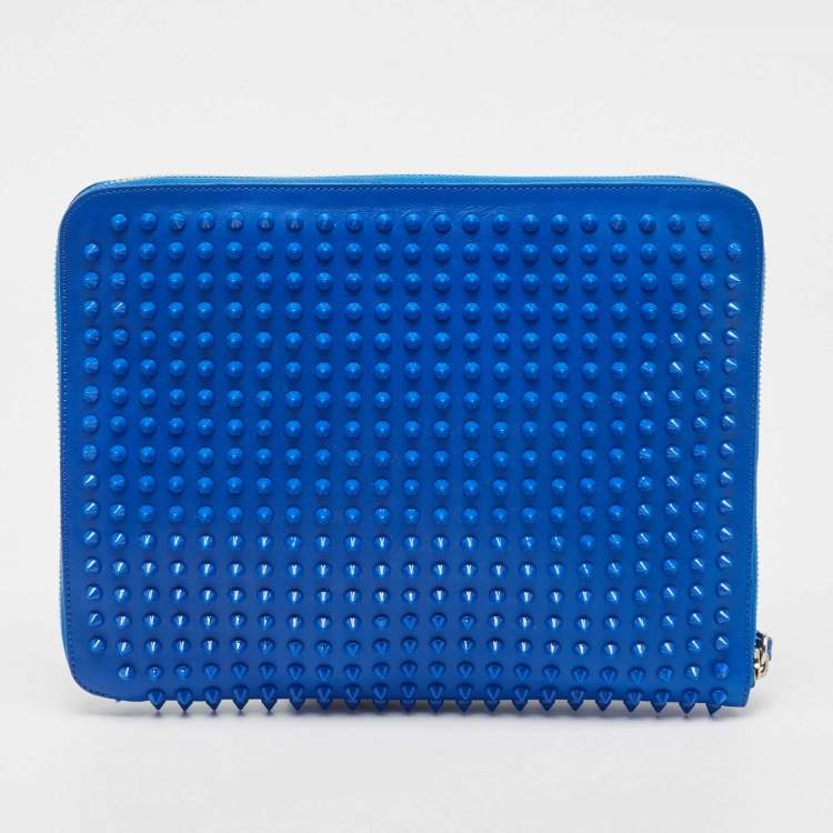 Pre Owned Christian Louboutin Blue Leather Studded iPad Case