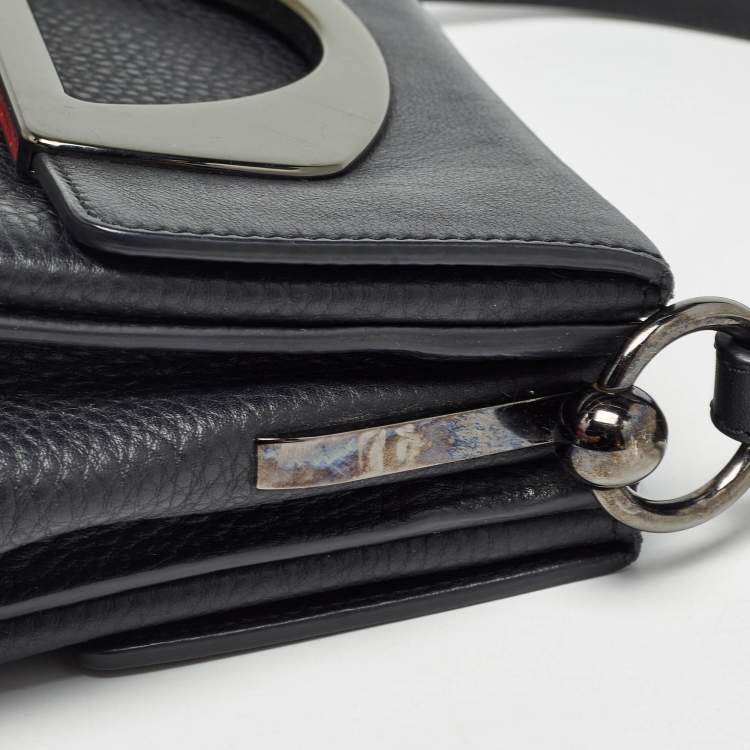 Pre Owned Christian Louboutin Black Leather Mini Passage Shoulder Bag