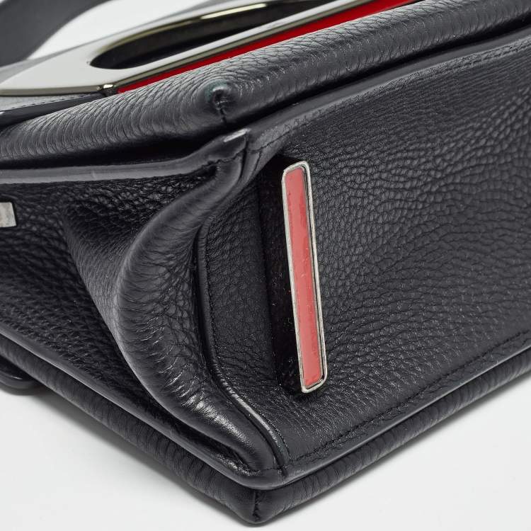 Pre Owned Christian Louboutin Black Leather Mini Passage Shoulder Bag