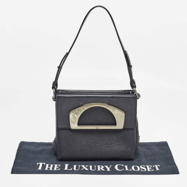 Pre Owned Christian Louboutin Black Leather Mini Passage Shoulder Bag