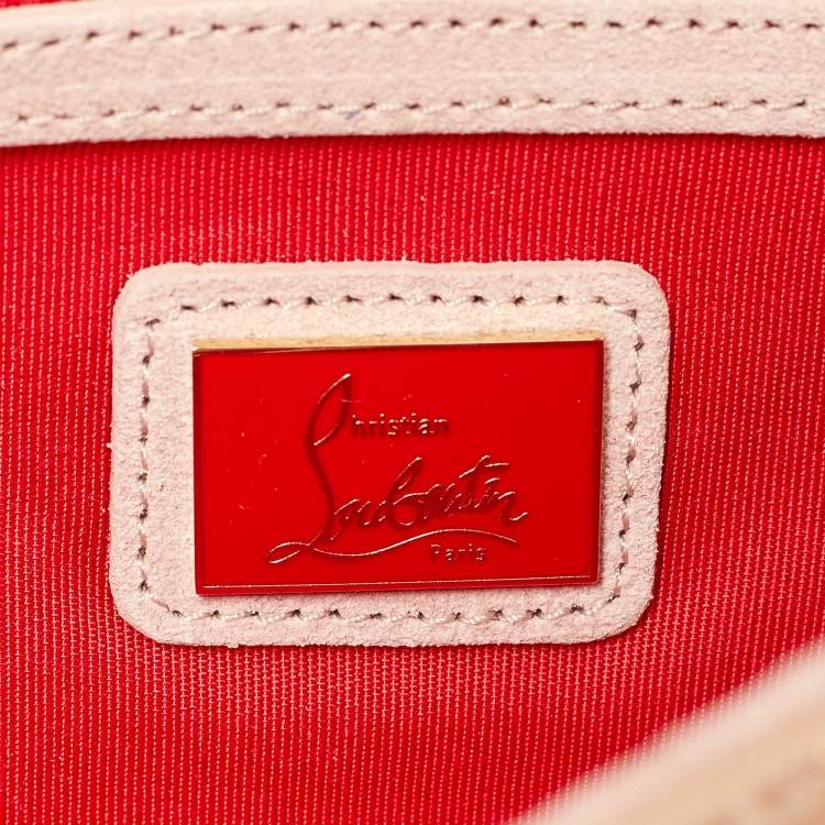 Pre Owned Christian Louboutin Beige Patent Leather Riviera Chain Clutch