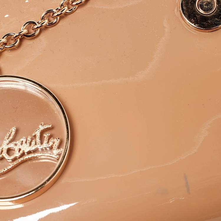 Pre Owned Christian Louboutin Beige Patent Leather Riviera Chain Clutch