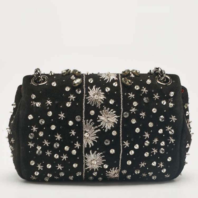 Pre Owned Christian Louboutin Black Leather Suede Sweet Charity Shoulder Bag