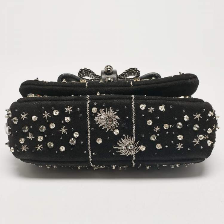 Pre Owned Christian Louboutin Black Leather Suede Sweet Charity Shoulder Bag