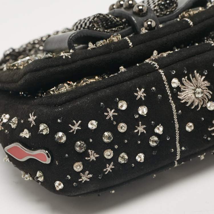 Pre Owned Christian Louboutin Black Leather Suede Sweet Charity Shoulder Bag