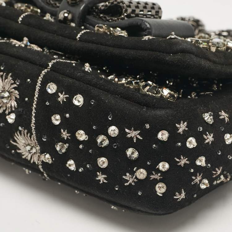 Pre Owned Christian Louboutin Black Leather Suede Sweet Charity Shoulder Bag