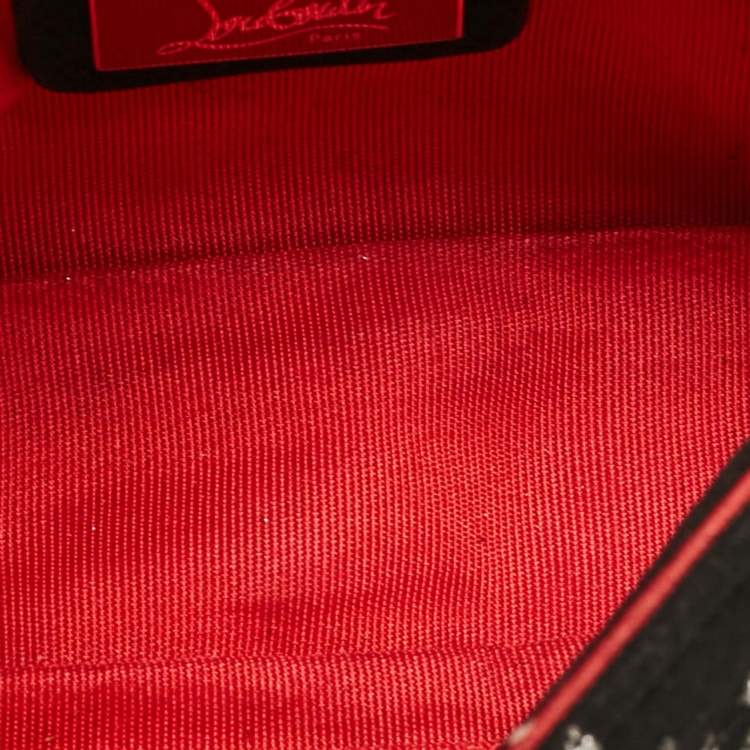 Pre Owned Christian Louboutin Black Leather Suede Sweet Charity Shoulder Bag