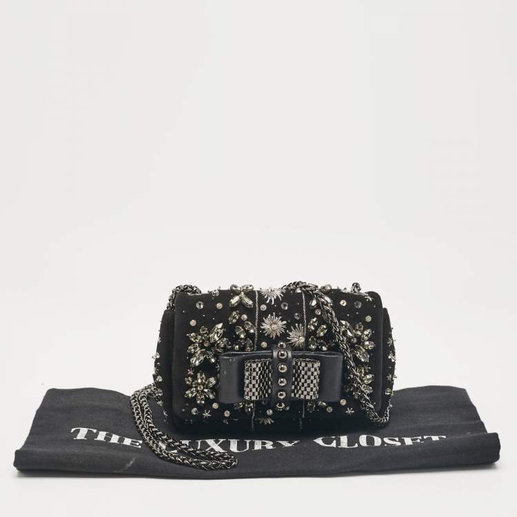 Pre Owned Christian Louboutin Black Leather Suede Sweet Charity Shoulder Bag