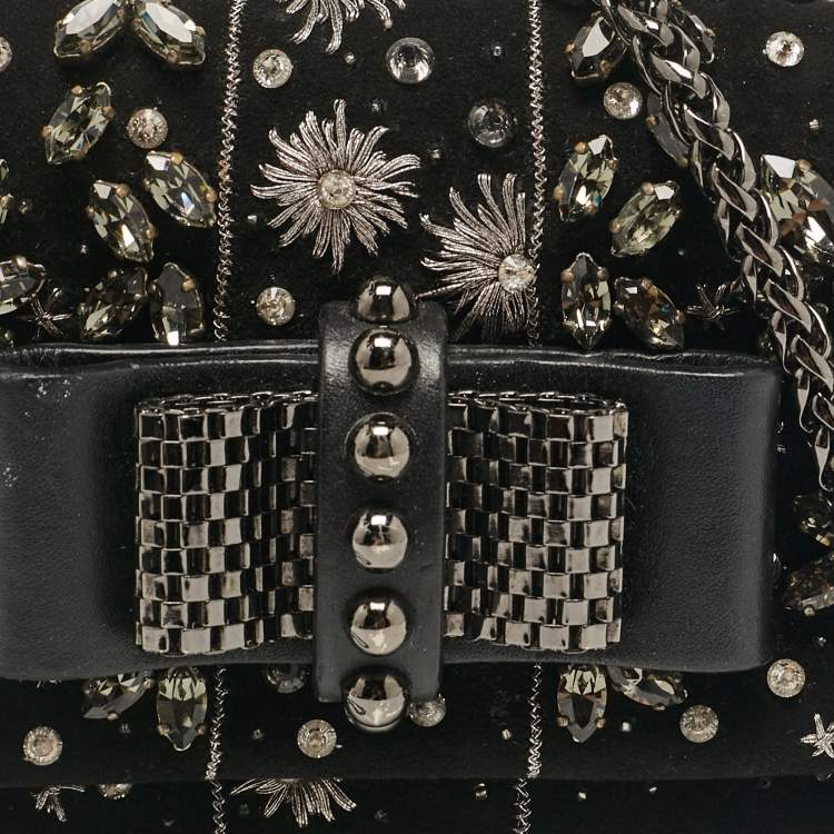Pre Owned Christian Louboutin Black Leather Suede Sweet Charity Shoulder Bag