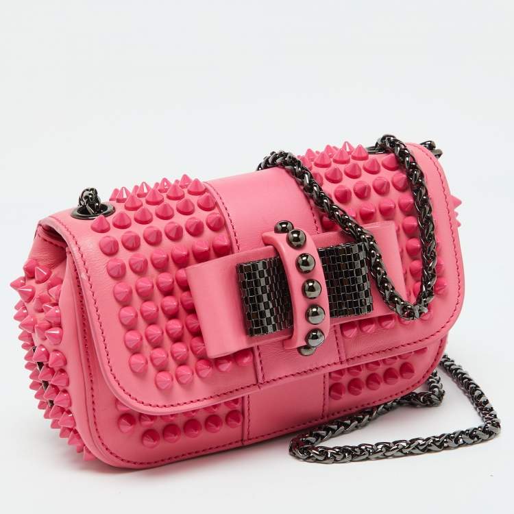 Pre Owned Christian Louboutin Pink Leather Sweet Charity Crossbody Bag