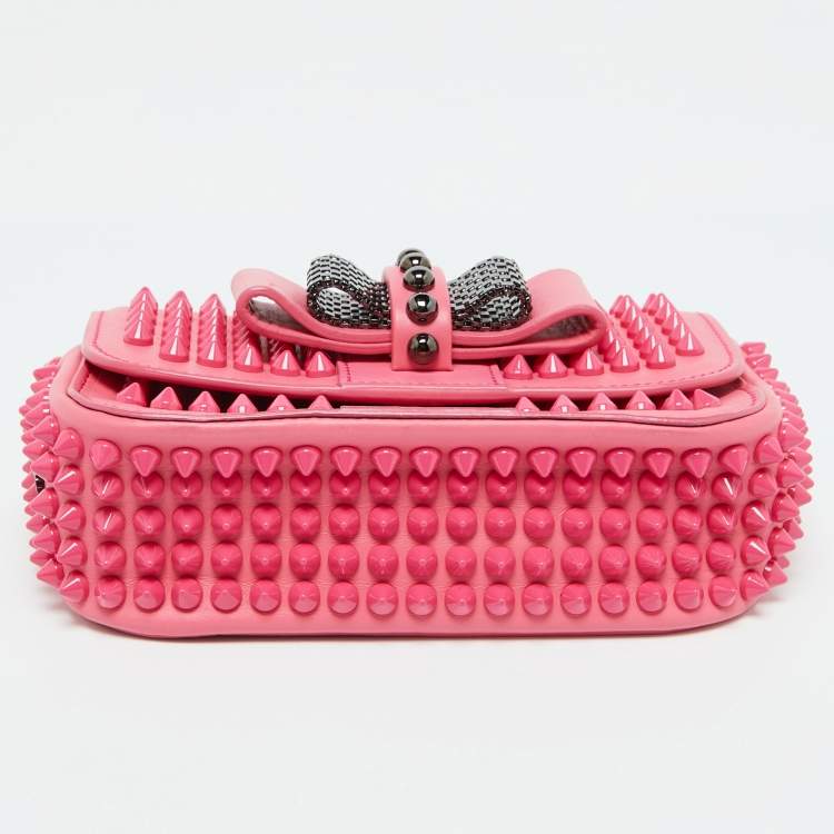 Pre Owned Christian Louboutin Pink Leather Sweet Charity Crossbody Bag