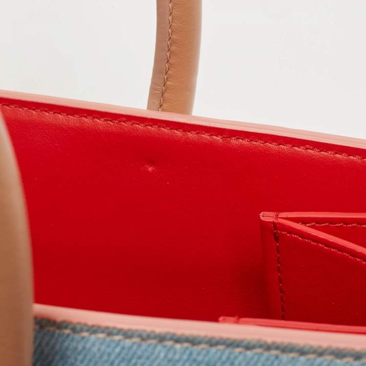 Pre Owned Christian Louboutin Multicolor Denim and Leather Mix Pearls Paloma Tote