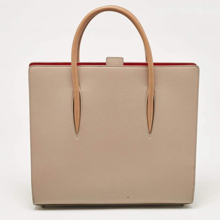 Pre Owned Christian Louboutin Two Tone Leather and Patent Large Paloma Tote
