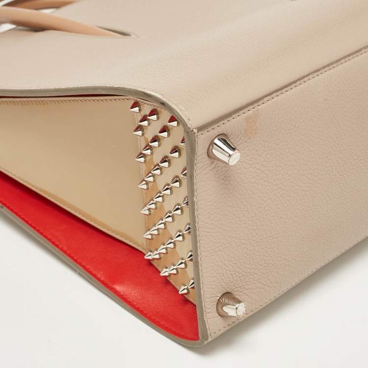 Pre Owned Christian Louboutin Two Tone Leather and Patent Large Paloma Tote