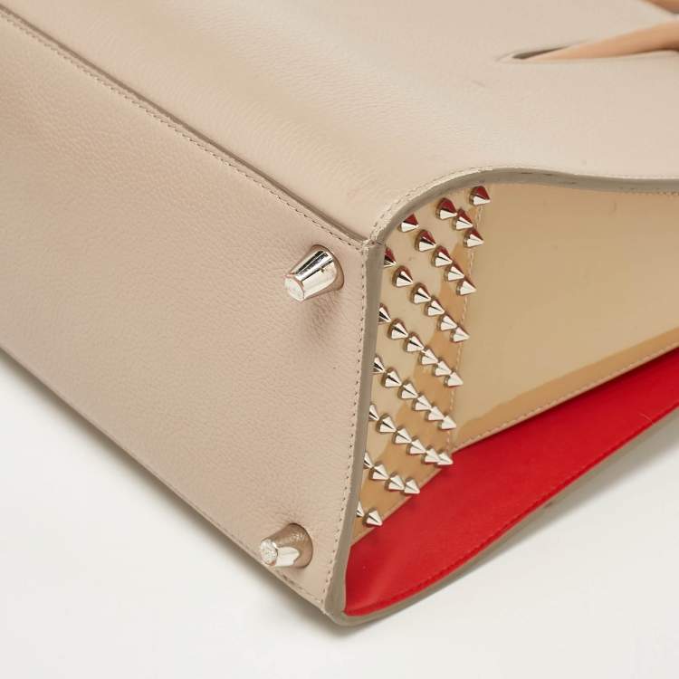 Pre Owned Christian Louboutin Two Tone Leather and Patent Large Paloma Tote