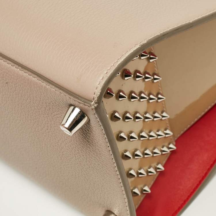 Pre Owned Christian Louboutin Two Tone Leather and Patent Large Paloma Tote