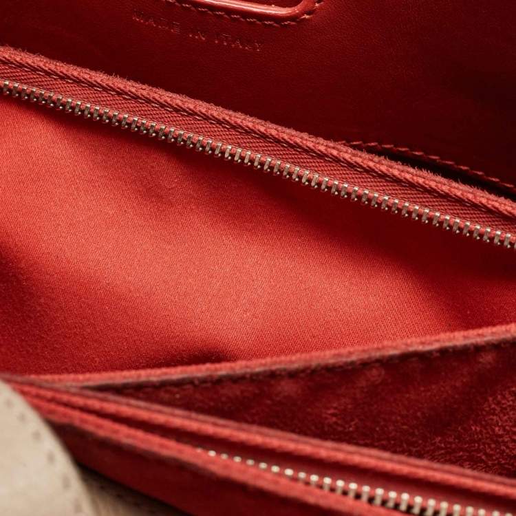 Pre Owned Christian Louboutin Two Tone Leather and Patent Large Paloma Tote