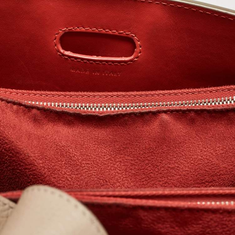 Pre Owned Christian Louboutin Two Tone Leather and Patent Large Paloma Tote