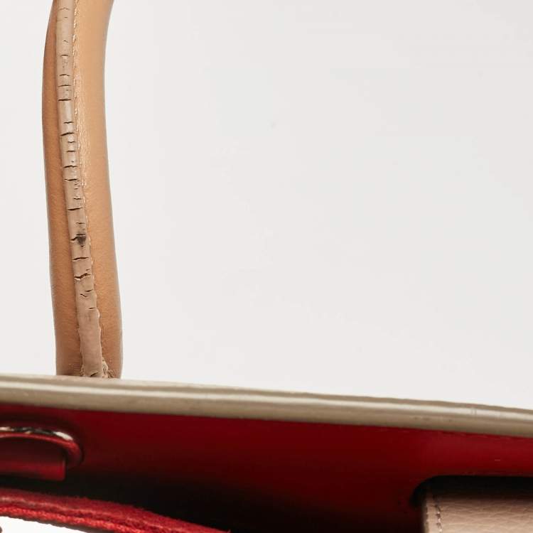 Pre Owned Christian Louboutin Two Tone Leather and Patent Large Paloma Tote