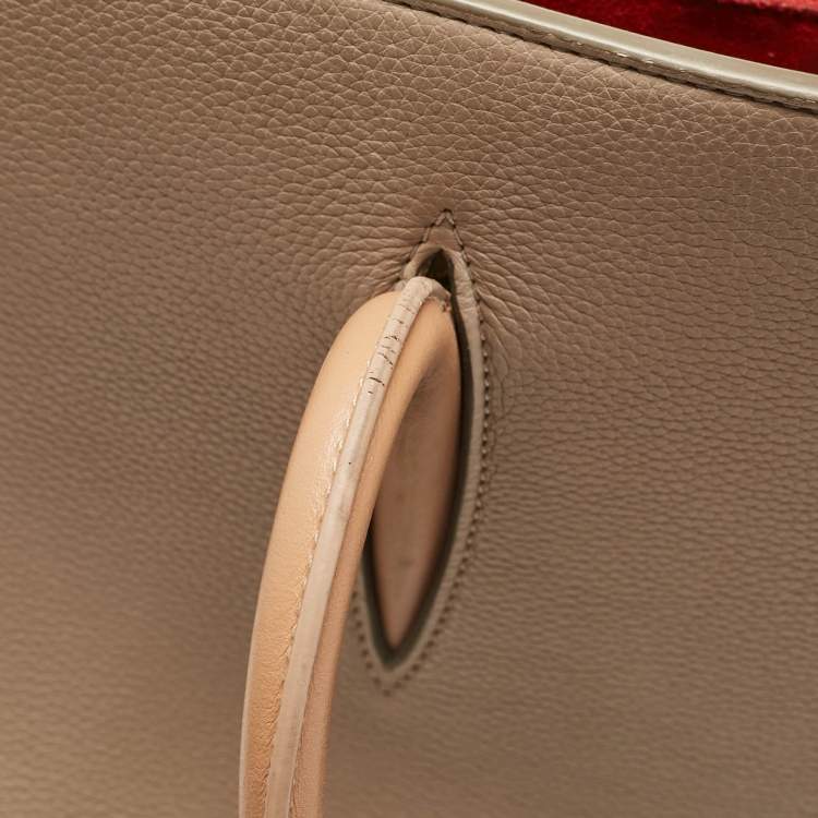 Pre Owned Christian Louboutin Two Tone Leather and Patent Large Paloma Tote