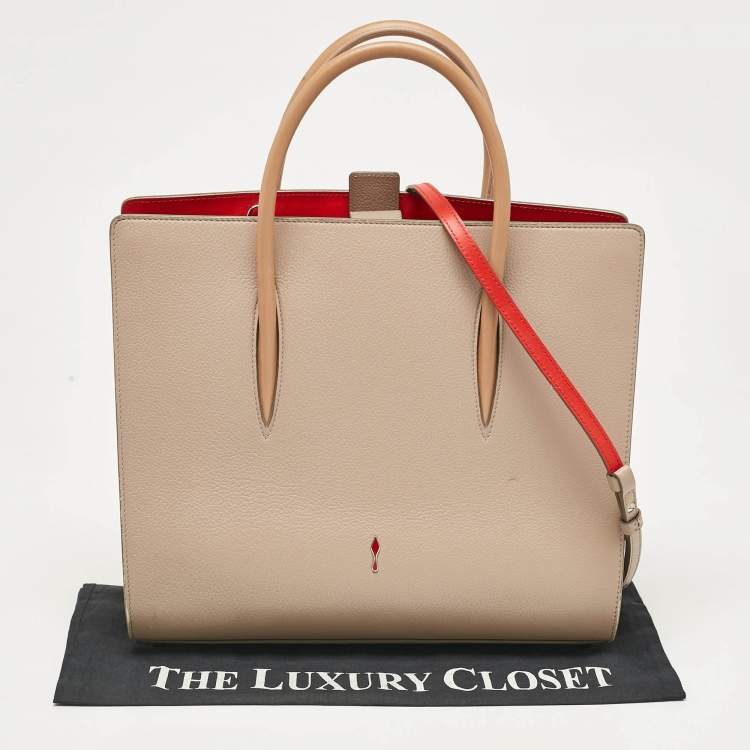 Pre Owned Christian Louboutin Two Tone Leather and Patent Large Paloma Tote