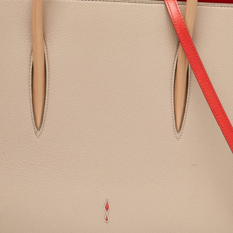 Pre Owned Christian Louboutin Two Tone Leather and Patent Large Paloma Tote