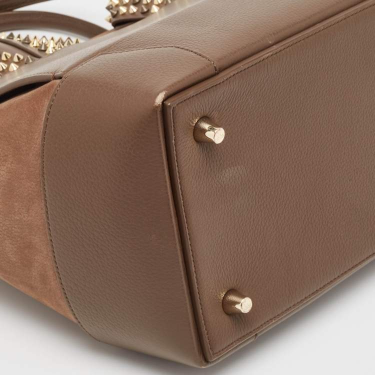 Pre Owned Christian Louboutin Dark Beige Leather and Suede Large Eloise Tote