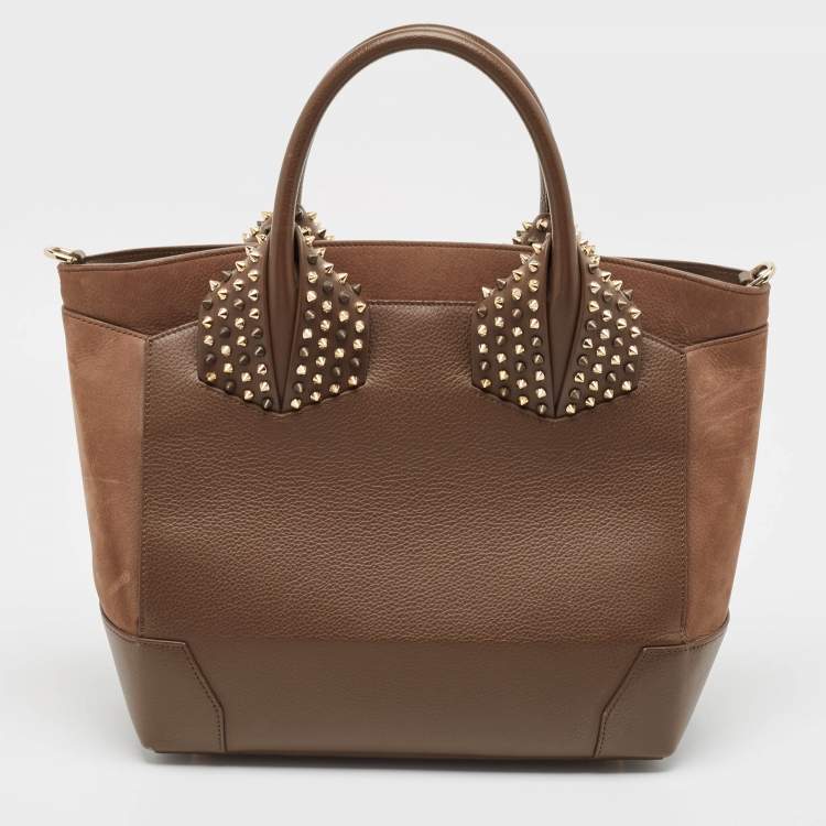 Pre Owned Christian Louboutin Dark Beige Leather and Suede Large Eloise Tote