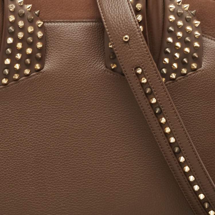 Pre Owned Christian Louboutin Dark Beige Leather and Suede Large Eloise Tote