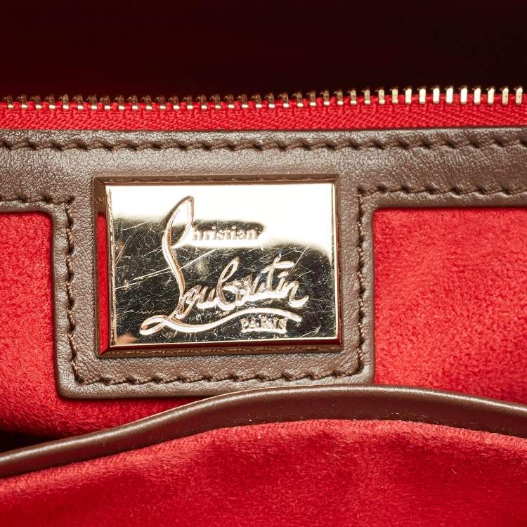 Pre Owned Christian Louboutin Dark Beige Leather and Suede Large Eloise Tote