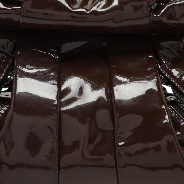 Pre Owned Christian Louboutin Brown Patent Leather Loubette Satchel