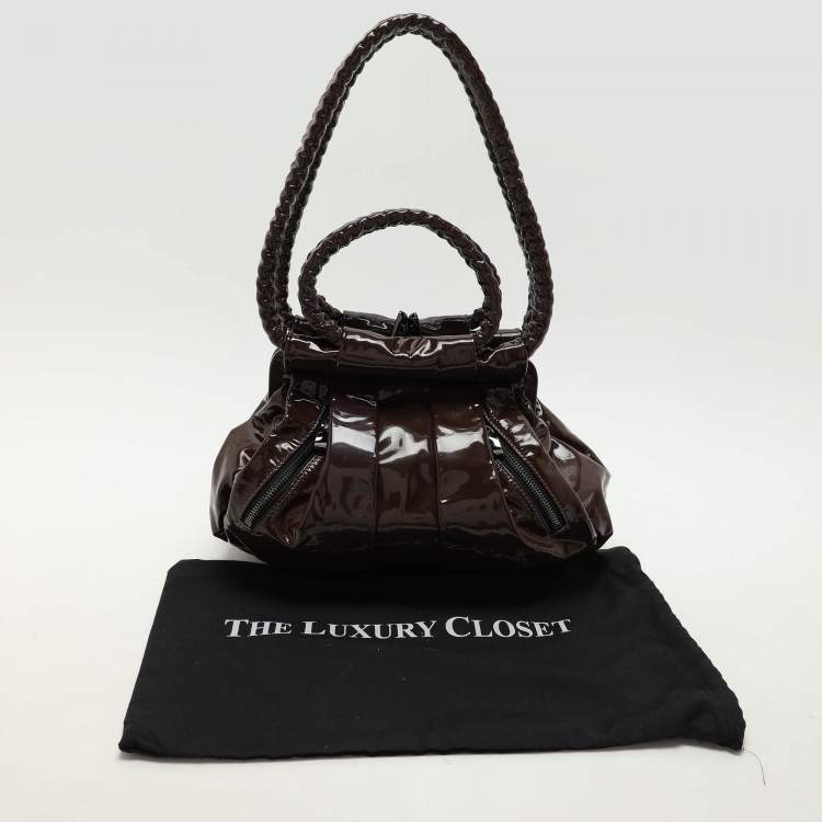 Pre Owned Christian Louboutin Brown Patent Leather Loubette Satchel