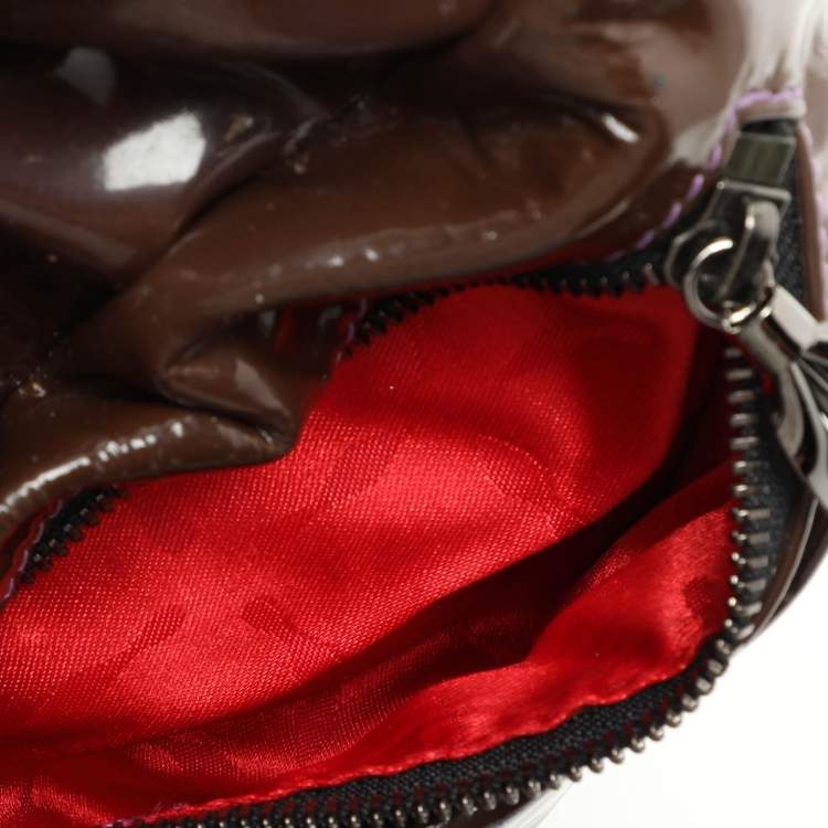 Pre Owned Christian Louboutin Brown Patent Leather Loubette Satchel